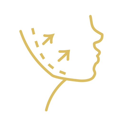 gold-textured silhouette icon for beauty, featuring a woman's face
