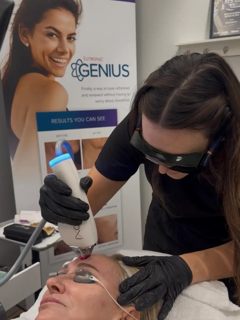 Rejuvenated provider performing a MOXI laser treatment in Fayetteville, AR